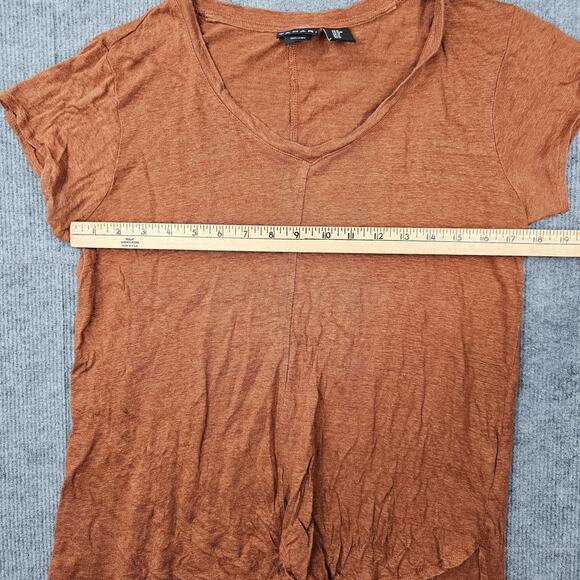 Tahari Shirt Womens Medium Linen Short Sleeve V Neck Lightweight Summer Coastal - Picture 3 of 5